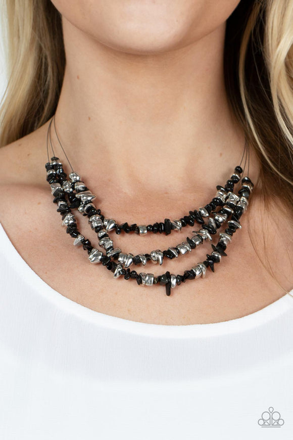 Placid Pebbles - Black Necklace – Paparazzi Accessories