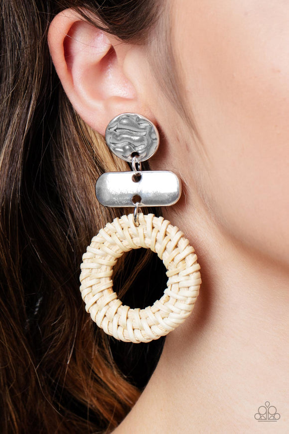 Woven Whimsicality - White Earrings – Paparazzi Accessories