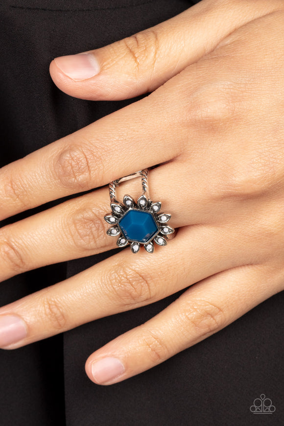 Wonderfully Wallflower - Blue Ring – Paparazzi Accessories
