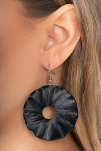 Fan the Breeze - Black Earrings - Paparazzi Accessories