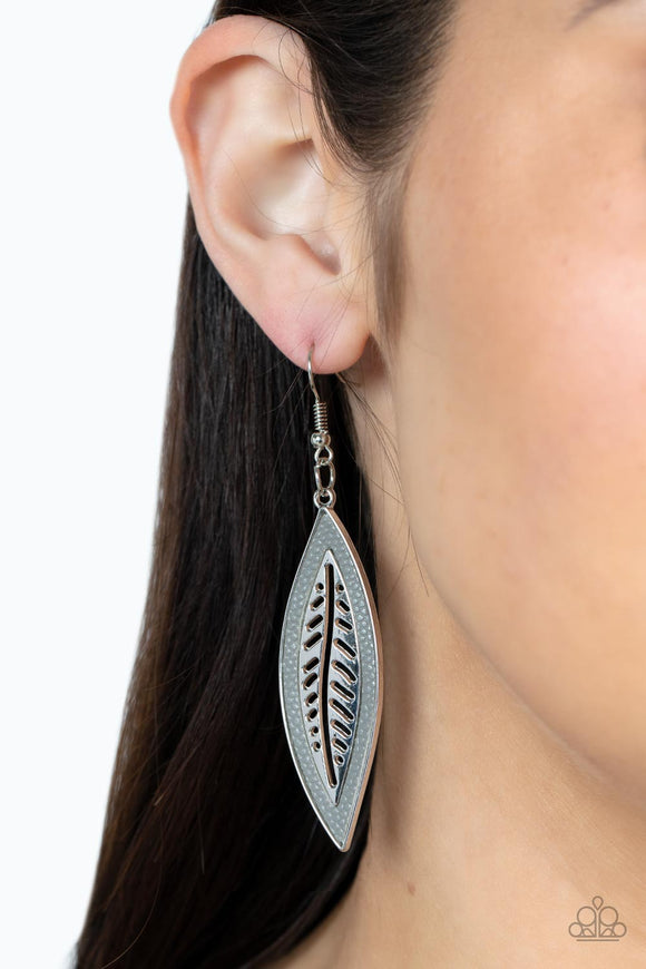 Leather Lagoon - Silver Earrings – Paparazzi Accessories