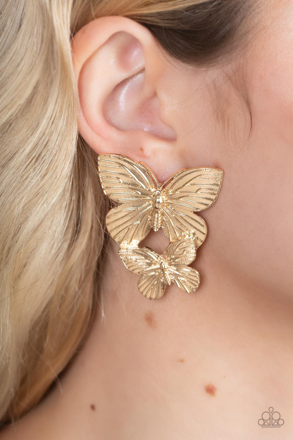 Blushing Butterflies - Gold Earrings – Paparazzi Accessories