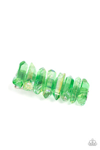 Crystal Caves - Green Hairclip - Paparazzi Accessories