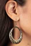Gardenista Grandeur - Brass Earrings - Paparazzi Accessories