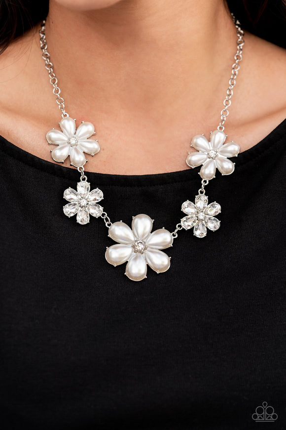 Fiercely Flowering - White Necklace – Paparazzi Accessories