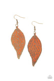 Leafy Luxury - Orange Earrings - Paparazzi Accessories