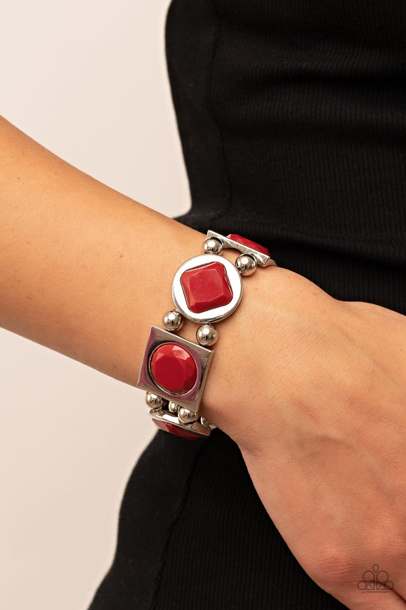 Asymmetrical A-Lister - Red Bracelet – Paparazzi Accessories