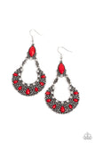 Fluent in Florals - Red Earrings - Paparazzi Accessories