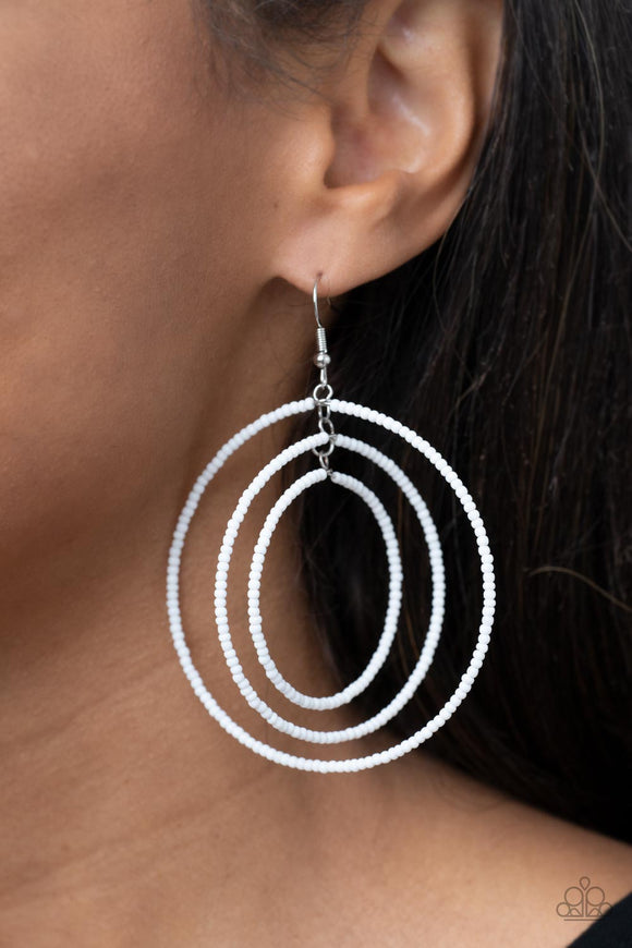 Colorfully Circulating - White Earrings – Paparazzi Accessories