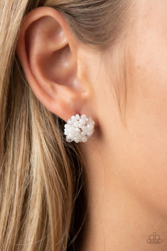 Bunches of Bubbly - White Earrings – Paparazzi Accessories