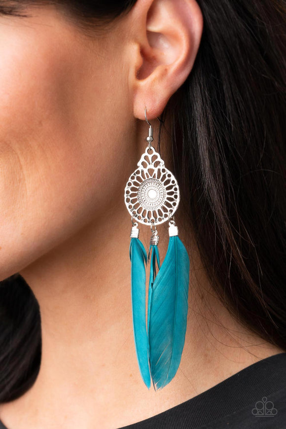 Pretty in PLUMES - Blue Earrings – Paparazzi Accessories