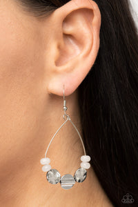 Tigris Treasure - White Earrings – Paparazzi Accessories