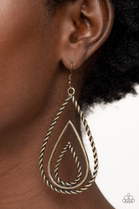 Tastefully Twisty - Brass Earrings – Paparazzi Accessories