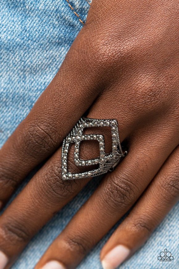 Diamond Duet - Black Ring – Paparazzi Accessories