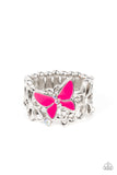 All FLUTTERED Up - Pink Ring – Paparazzi Accessories