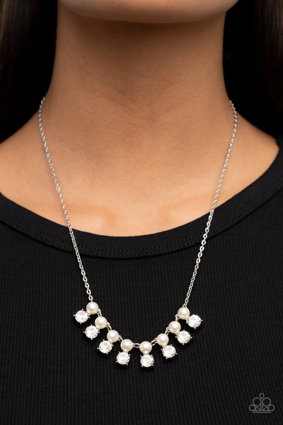 Dashingly Duchess - White Necklace – Paparazzi Accessories