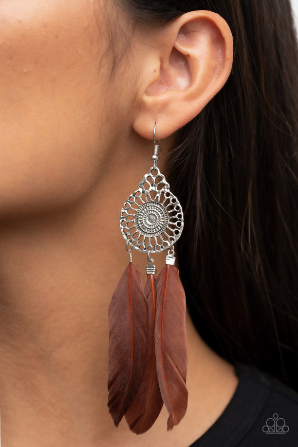 Pretty in PLUMES - Brown Earrings – Paparazzi Accessories