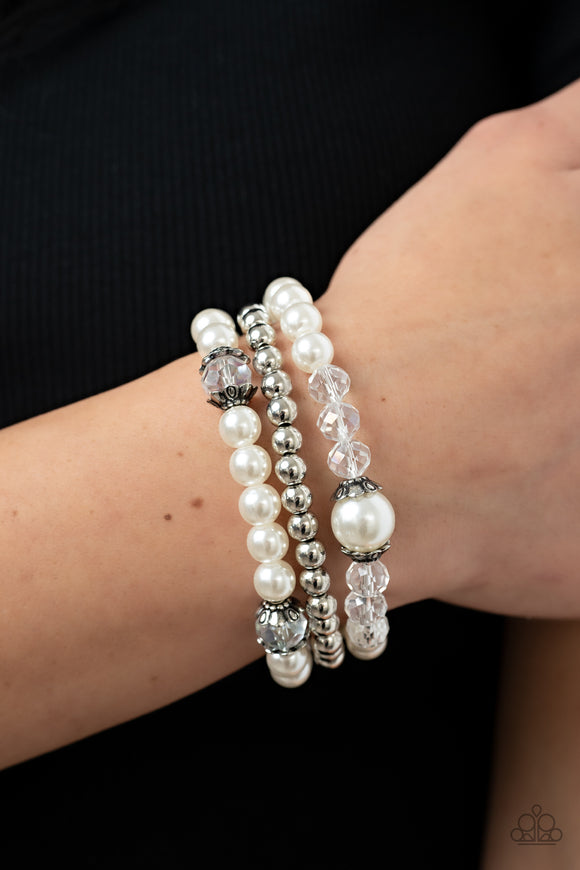 Positively Polished - White Bracelet – Paparazzi Accessories