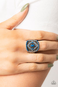 Amplified Aztec - Blue Ring – Paparazzi Accessories