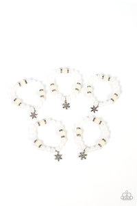 White Pearl and Bead Snowflake Bracelet Set - Little Diva Bracelet – Paparazzi Accessories