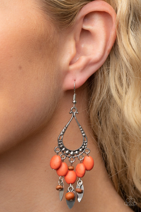 Adobe Air - Orange Earrings - Paparazzi Accessories