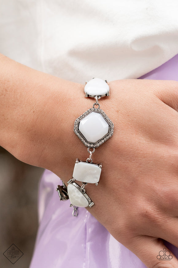 Grounding Glamour - White Bracelet - Paparazzi Accessories