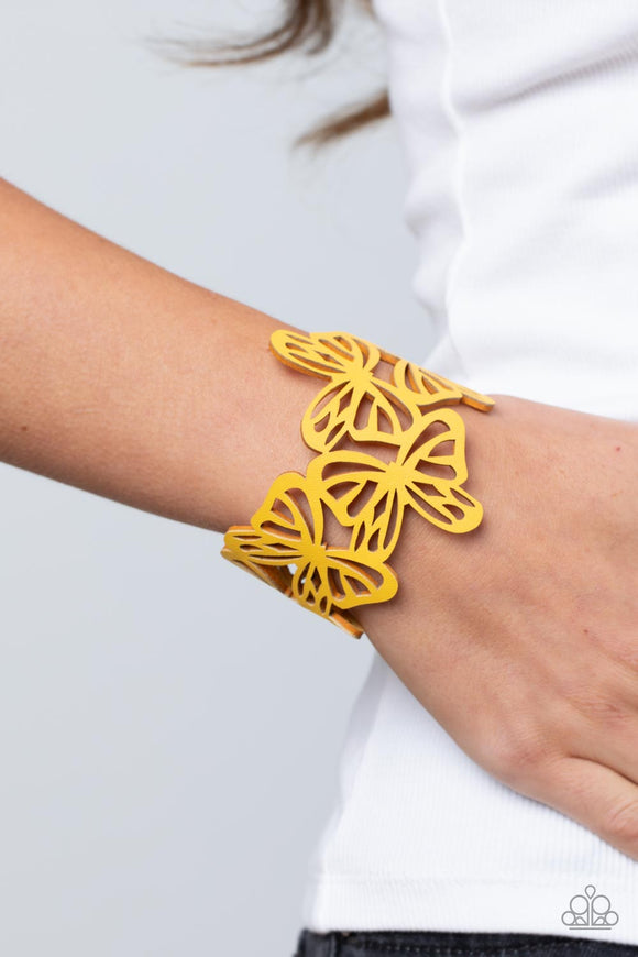 Butterfly Breeze - Yellow Bracelet - Paparazzi Accessories