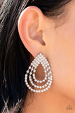 Take a POWER Stance - White Earrings – Paparazzi Accessories