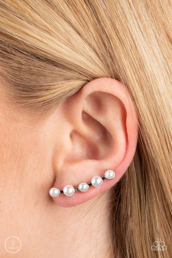 Drop-Top Attitude - White Earrings – Paparazzi Accessories