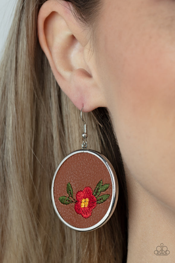Prairie Patchwork - Red Earrings - Paparazzi Accessories