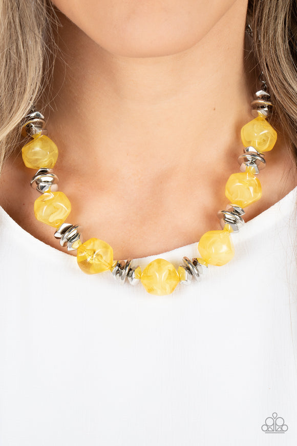 Island Ice - Yellow Necklace - Paparazzi Accessories