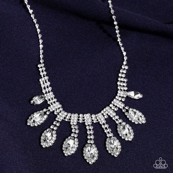 REIGNING Romance - White Necklace - Paparazzi Accessories