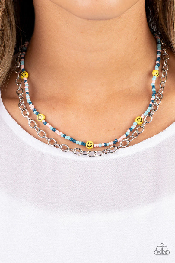 Happy Looks Good On You - Blue Necklace - Paparazzi Accessories