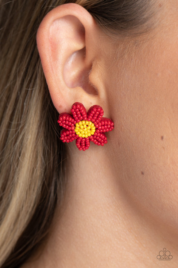 Sensational Seeds - Red Earrings - Paparazzi Accessories