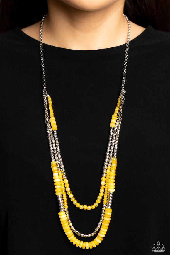 Newly Neverland - Yellow Necklace - Paparazzi Accessories