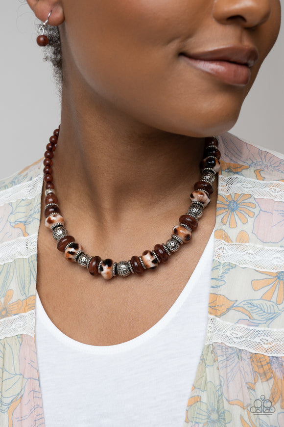 Warped Whimsicality - Brown Necklace - Paparazzi Accessories