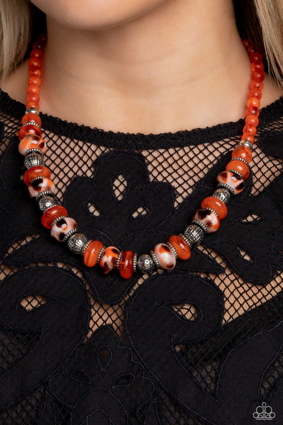 Warped Whimsicality - Orange Necklace - Paparazzi Accessories