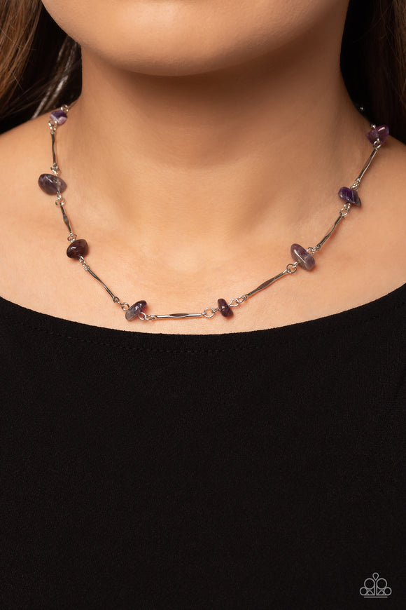 Chiseled Construction - Purple Necklace - Paparazzi Accessories