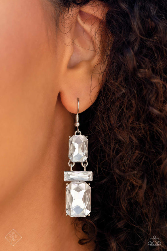 CHAIN Check - White Earrings - Paparazzi Accessories