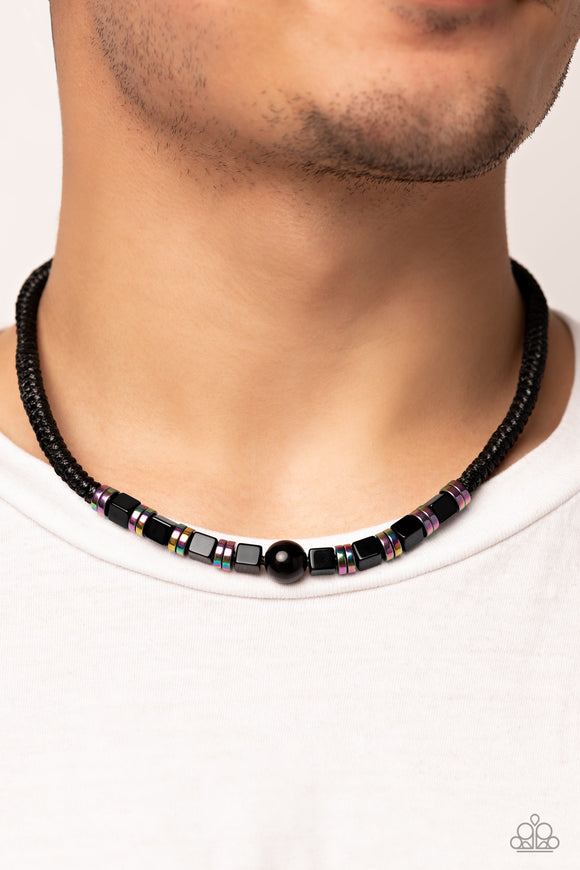 Oil Spill Orbit - Black Necklace - Paparazzi Accessories